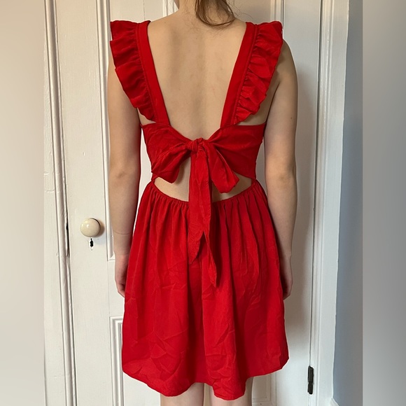 Red Ruffled Dress - Picture 2 of 5